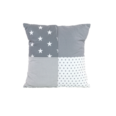 Ullenboom Taie d'oreiller enfant patchwork étoiles grises 40x40 cm