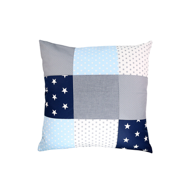 Ullenboom Taie d'oreiller enfant patchwork bleu bleu clair gris 60x60 cm