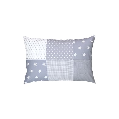 Ullenboom Taie d'oreiller enfant patchwork étoiles grises 40x60 cm