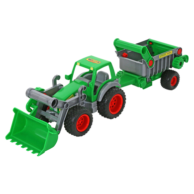 WADER QUALITY TOYS Figurine tracteur Farmer Technic, pelle avant, remorque bascule