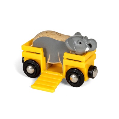 BRIO® WORLD Figurine wagon et éléphant Safari bois 33969
