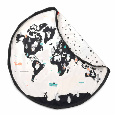 Image of play&go ® Tappeto gioco 2 in 1 World mappa nero / bianco ⌀ 140 cm059