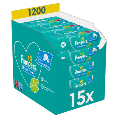 Image of Pampers Vochtige doekjes Fresh Clean voordeelpak 15 x 80 stuks (1200 doekjes)