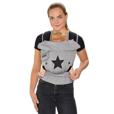Hoppediz Porte-bébé Bondolino Plus Popeline étoile gris taille unique