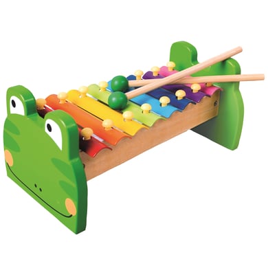 Levně Bino dřevěný kovový xylofon, žába