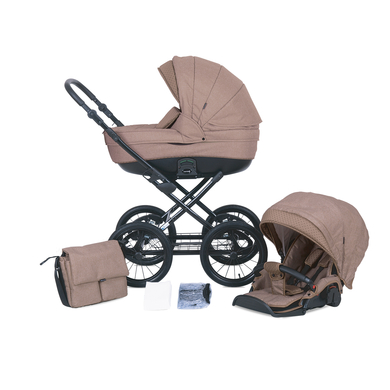 knorr-baby Poussette duo combinée 2en1 Kreta pois cappucino 9 pièces