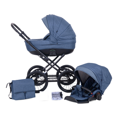 knorr-baby Poussette duo combinée 2en1 Kreta pois bleu 9 pièces