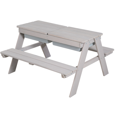 roba Ensemble table bancs enfant bacs de jeu Outdoor Deluxe bois gris