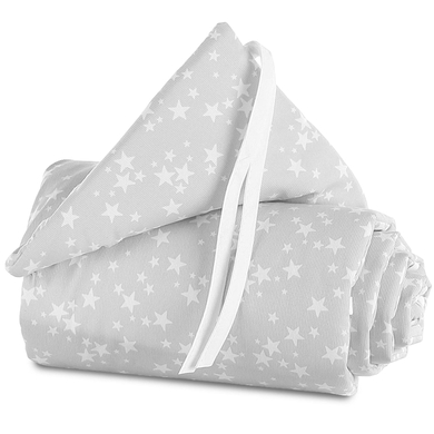 Levně babybay Nest Piqué Boxspring XXL perleťově šedé hvězdy bílé