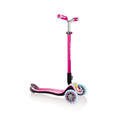 Globber Trottinette enfant 3 roues Elite Prime, planche roue lumineuse rose