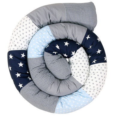 Ullenboom Tour de lit traversin enfant bleu/bleu clair/gris 300 cm