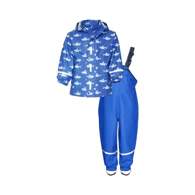 Playshoes Conjunto de impermeable infantil Shark azul