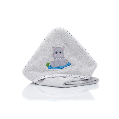 fillikid Cape de bain enfant hippopotame gris 75x75 cm