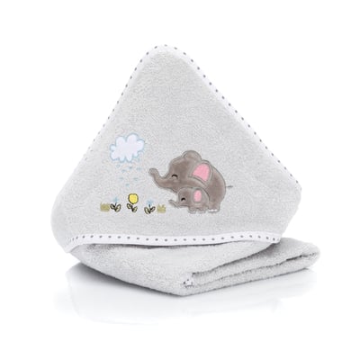 fillikid Toalla de baño con capucha gris elefante 75x75 cm