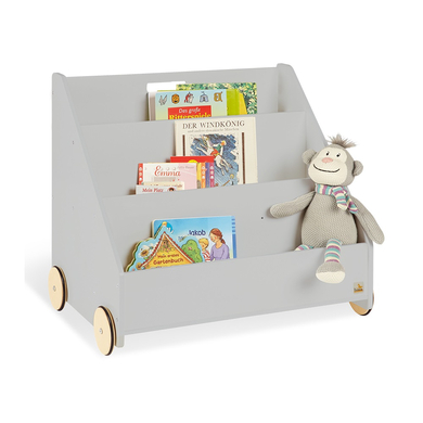 Pinolino Bibliothèque enfant roulettes Lasse bois, gris