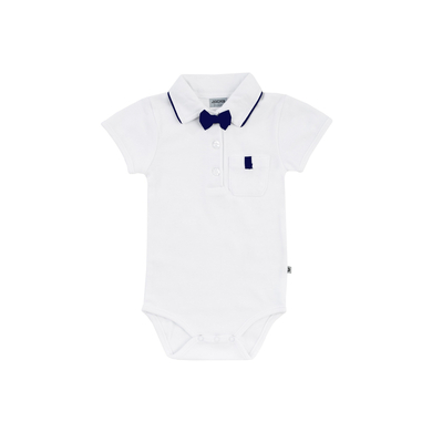 Image of JACKY Body a manica corta con papillon rimovibile, bianco/blu059