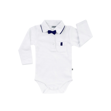 JACKY Body enfant manches longues noeud papillon blanc/marine