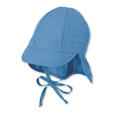 Sterntaler casquette à visière avec protection du cou en velours bleu