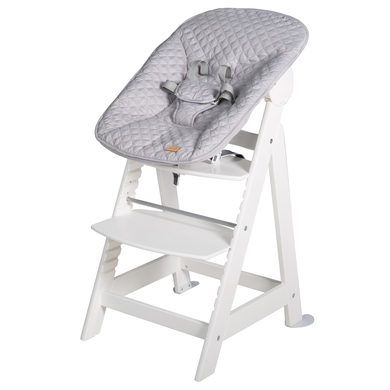 roba Chaise haute enfant évolutive Born Up 2en1 bois blanc, transat Style gris