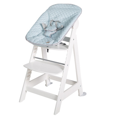 roba Chaise haute enfant évolutive Born Up 2en1 blanc, transat Style turquoise
