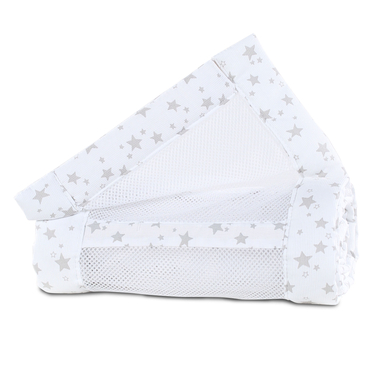 babybay® Tour de lit cododo mesh piqué Original blanc étoiles gris nacré 149x25 cm