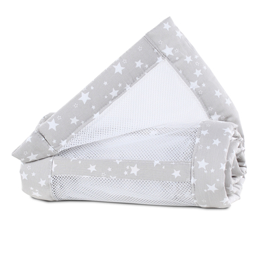 babybay ® Nido de malla piqué para Maxi, Boxspring y Comfort estrellas gris perla 168x24 cm