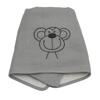 BeBes Collection Couverture bébé mousseline singe gris 70x100 cm