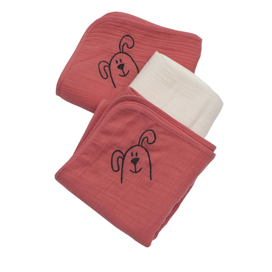 Be Be ’s Collection Musselin Mullwindel 3er Pack Hund lachs 60 x 60 cm