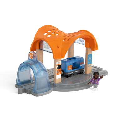 BRIO® WORLD Figurine station tunnel de train Smart Tech Action bois
