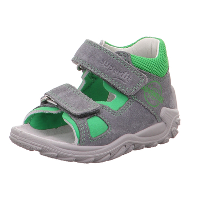 superfit Sandales enfant scratch Flow gris clair/vert, largeur moyenne