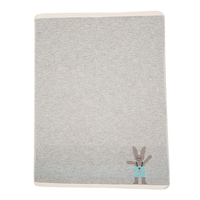 DAVID FUSSENEGGER Couverture bébé lapin tricot gris 70x90 cm