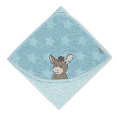 Sterntaler Cape de bain enfant Emmi âne bleu clair 80x80 cm
