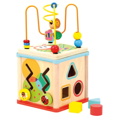 Bino Cubo actividades psicomotriz madera con reloj