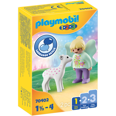 PLAYMOBIL® 1 2 3 Figurine fée avec faon 70402