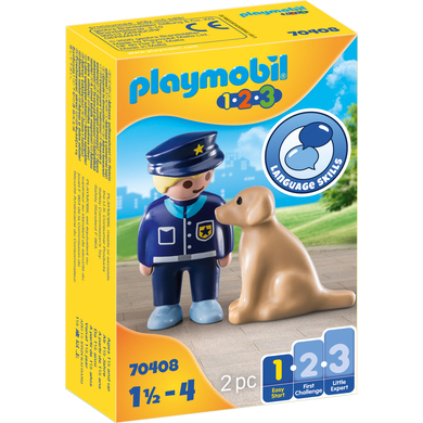 PLAYMOBIL® 1 2 3 Figurine policier avec chien 70408