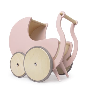 kinderfeets  carrito de juguete madera rosa