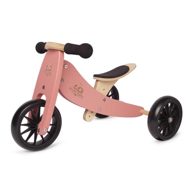 kinderfeets  bicicleta sin pedales 2 en 1 tiny tot coral madera