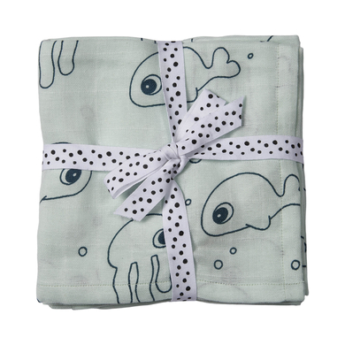 Done by Deer™ Lange enfant Sea Friends bleu 70x70 cm lot de 2