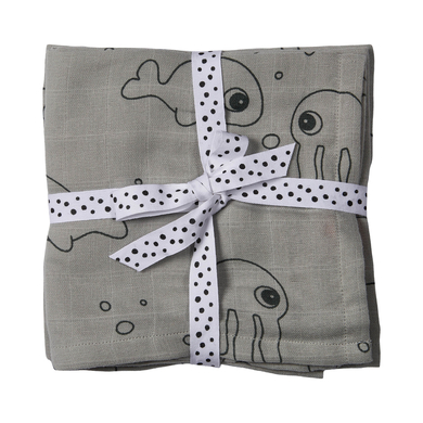 Done by Deer™ Lange enfant Sea Friends gris 70x70 cm lot de 2