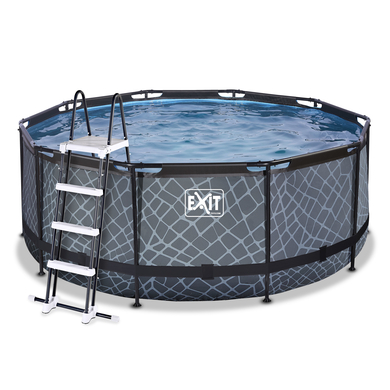 EXIT Piscine tubulaire ronde Stone pompe filtrante ø3,6x1,22 m, gris