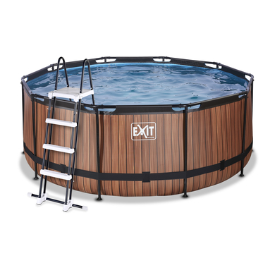 EXIT Piscine tubulaire ronde Wood pompe filtrante ø3,6x1,22 m, brun