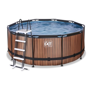 EXIT Wood Pool ø360x122cm mit Filterpumpe, braun