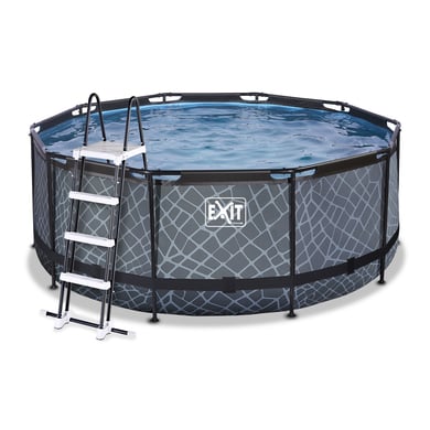 EXIT Piscine tubulaire ronde Stone filtre à sable ø3,6x1,22 m gris