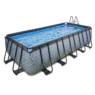 EXIT TOYS Piscine tubulaire rectangulaire Stone pompe à filtre 5,4x2,5x1,22 m, gris