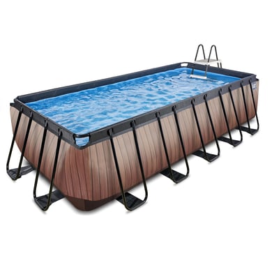 exit piscina wood incluye bomba con filtro de arena  marron diametro 450x122cm