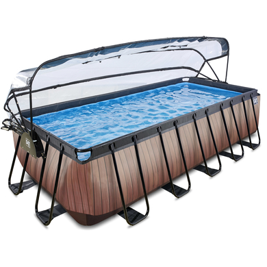 Levně Bazén EXIT Wood 540x250x122cm s krytem a filtračním čerpadlem Sand , hnědý