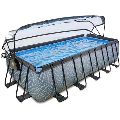 Levně EXIT Stone Bazén 540x250x122cm s krytem a Sand filtrací a tepelným čerpadlem, šedý