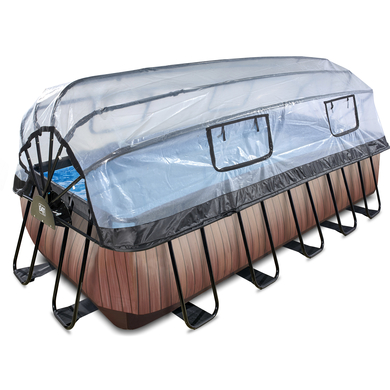 Levně Bazén EXIT Wood 540x250x122cm s krytem a Sand filtrem a tepelným čerpadlem, hněd