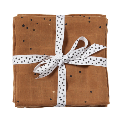 Done by Deer™ Lange enfant Dreamy dots moutarde 70x70 cm lot de 2