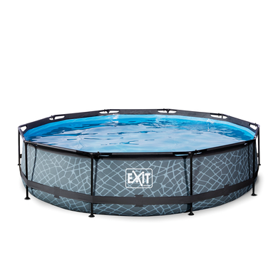 EXIT Piscine tubulaire ronde Stone pompe à filtre ø3,6x0,76 m gris